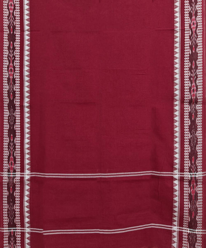 Maroon white Handloom Cotton Nuapatna Dupatta