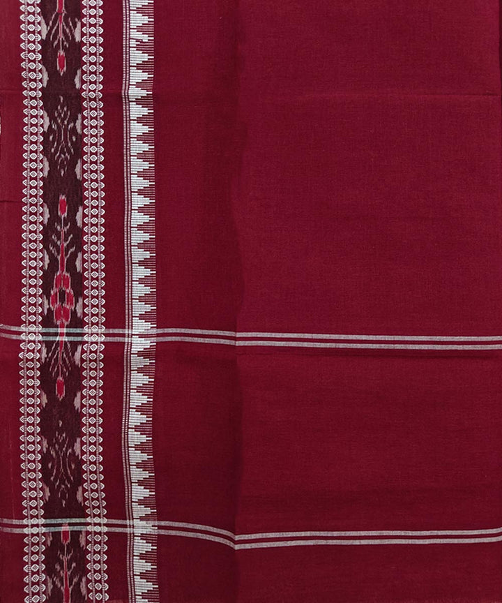 Maroon white Handloom Cotton Nuapatna Dupatta