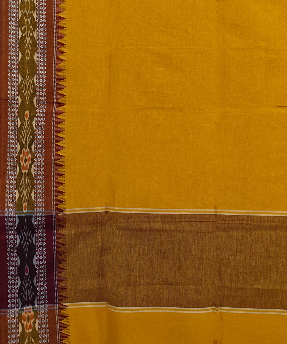 Mustard Maroon Handloom Cotton Nuapatna Dupatta