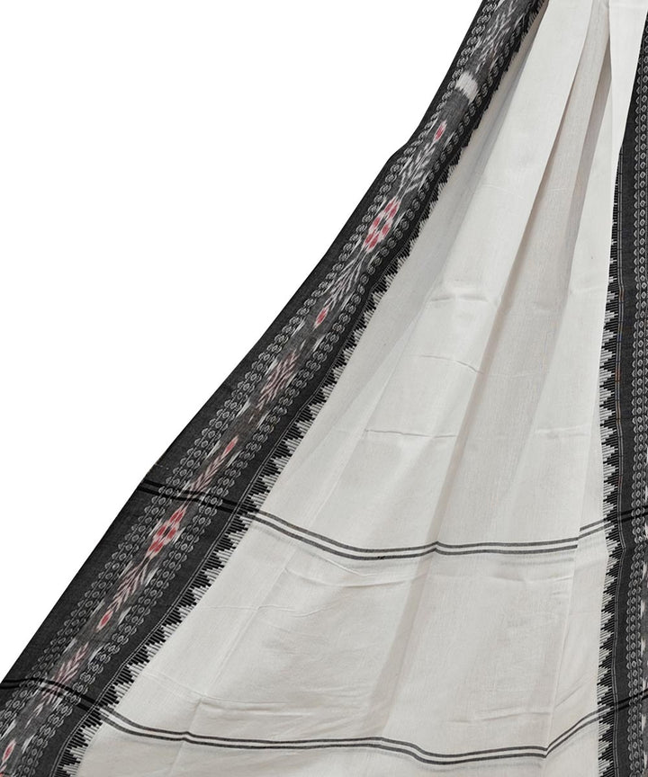 White Black Handloom Cotton Nuapatna Dupatta