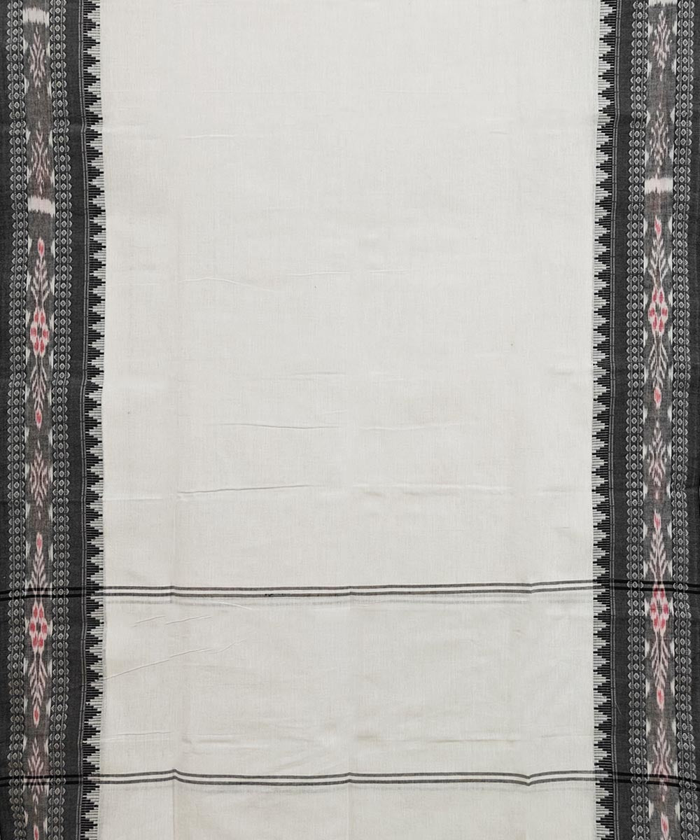 White Black Handloom Cotton Nuapatna Dupatta