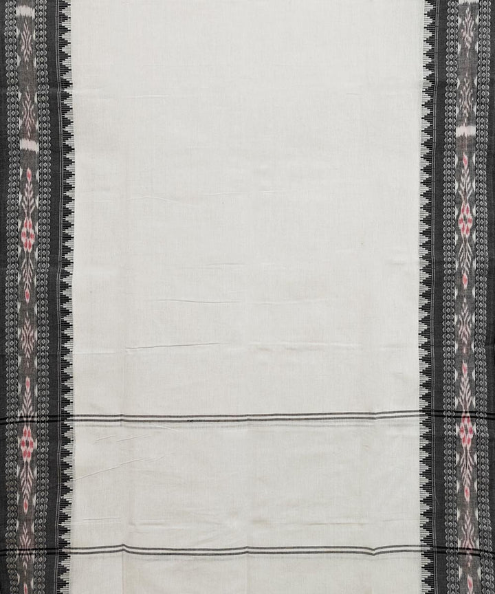 White Black Handloom Cotton Nuapatna Dupatta