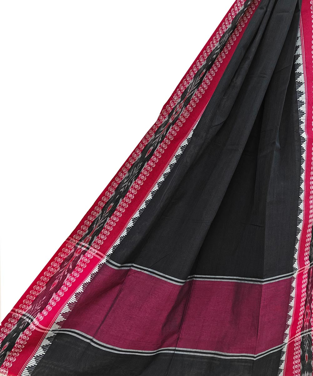 Black Red Handloom Cotton Nuapatna Dupatta