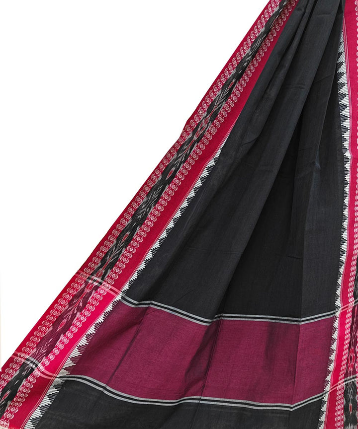 Black Red Handloom Cotton Nuapatna Dupatta