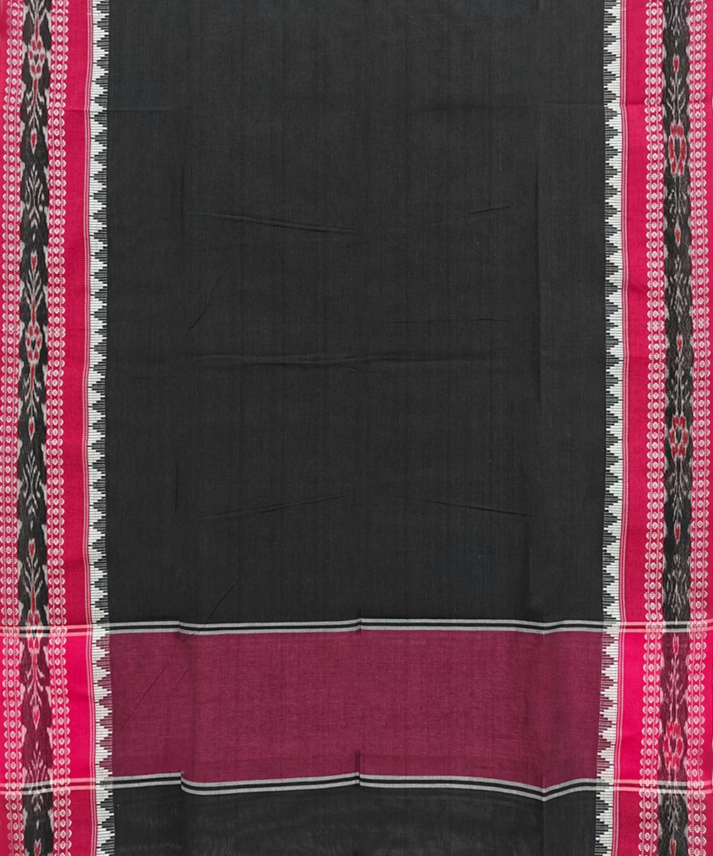 Black Red Handloom Cotton Nuapatna Dupatta