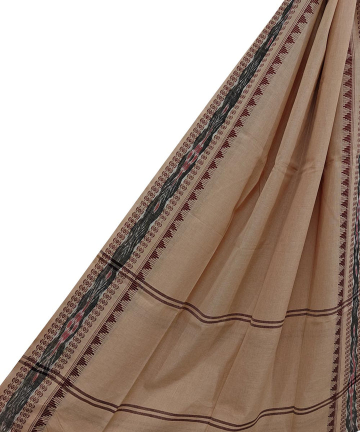 Beige Maroon  Handloom Cotton Nuapatna Dupatta