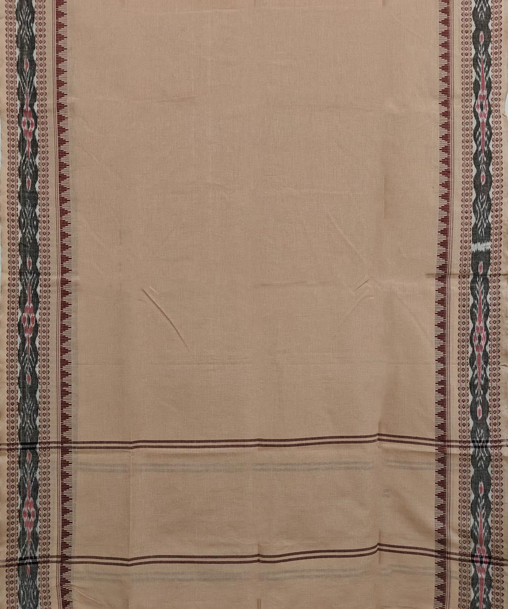 Beige Maroon  Handloom Cotton Nuapatna Dupatta