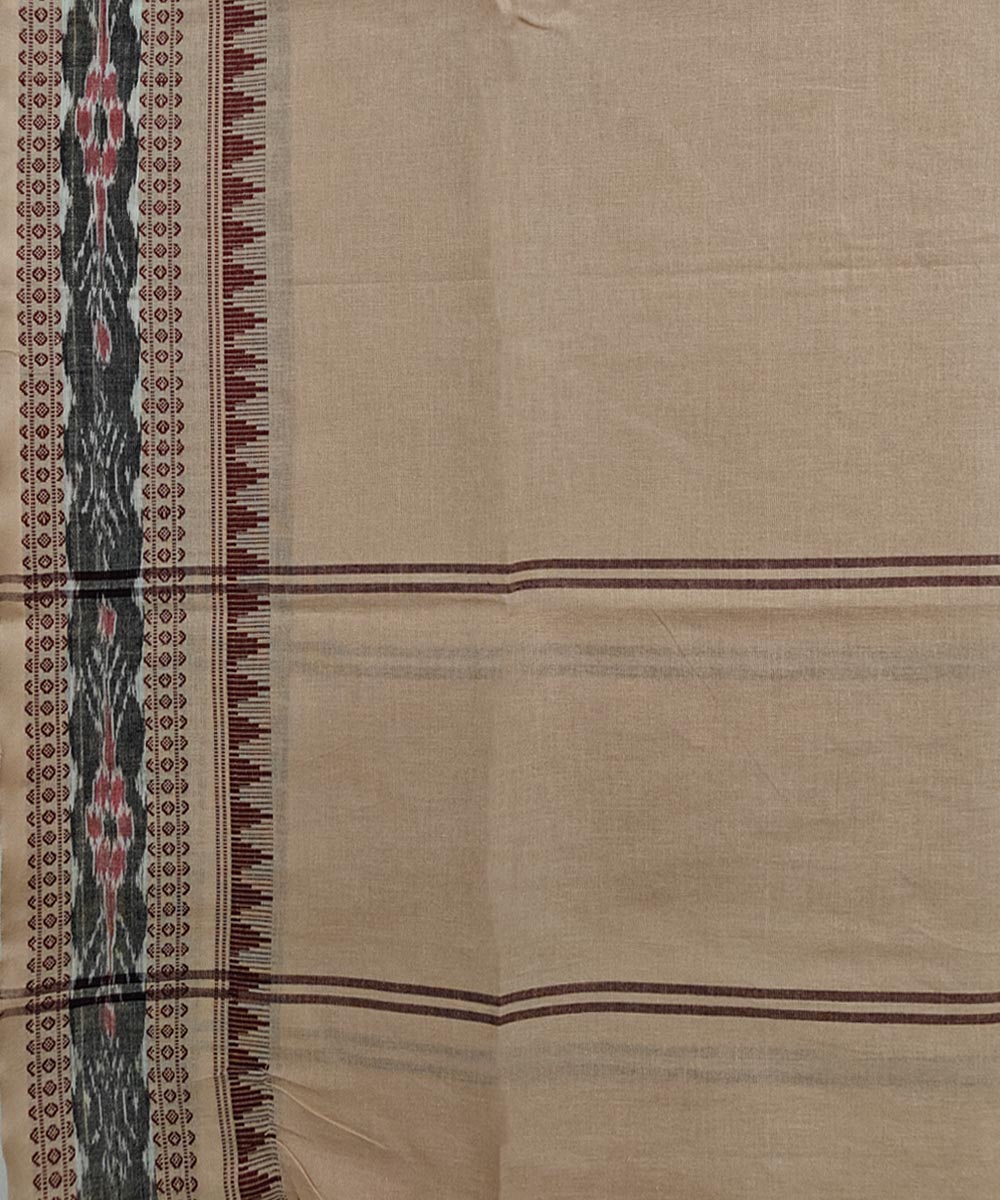 Beige Maroon  Handloom Cotton Nuapatna Dupatta