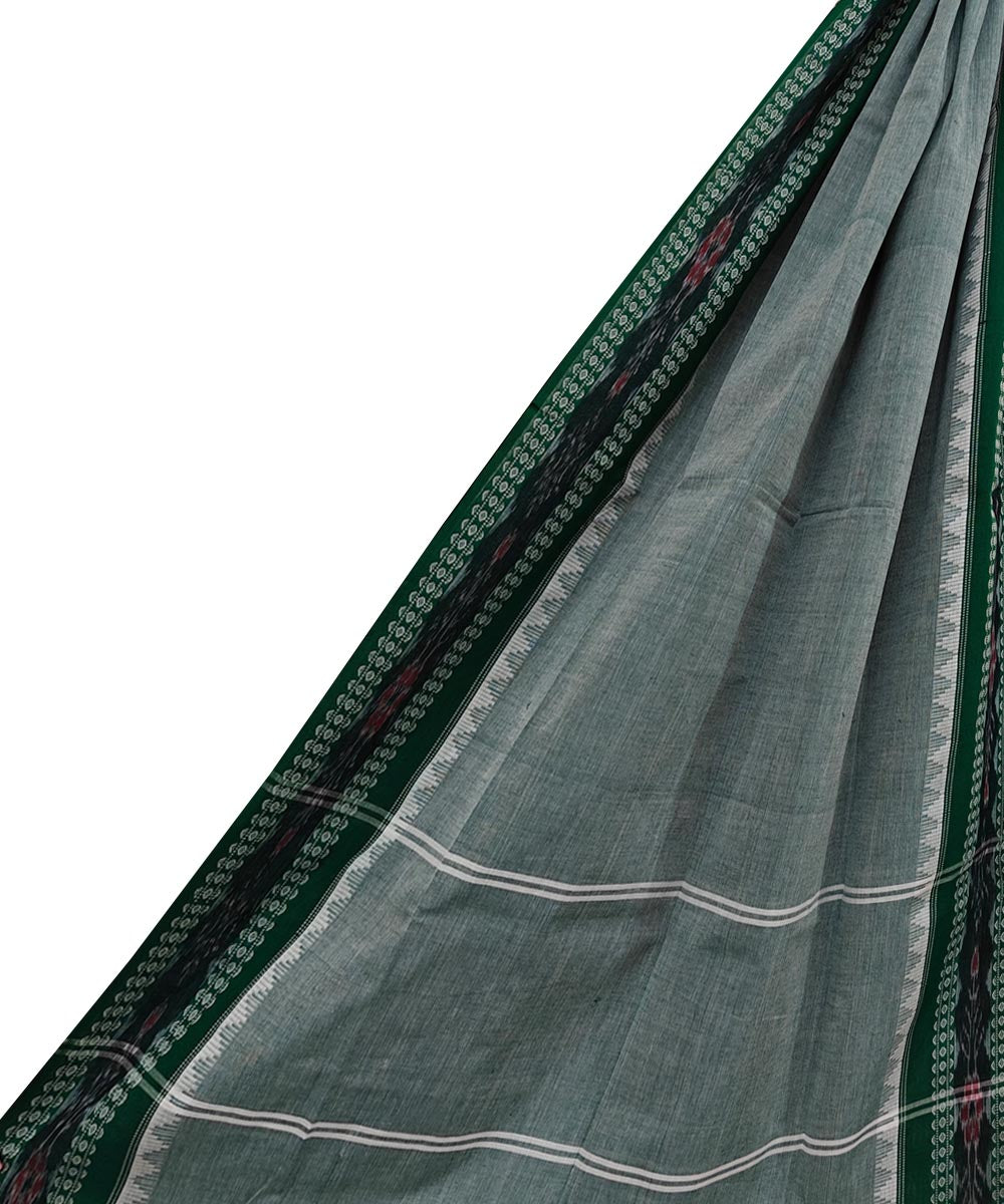 Grey Green Handloom Cotton Nuapatna Dupatta