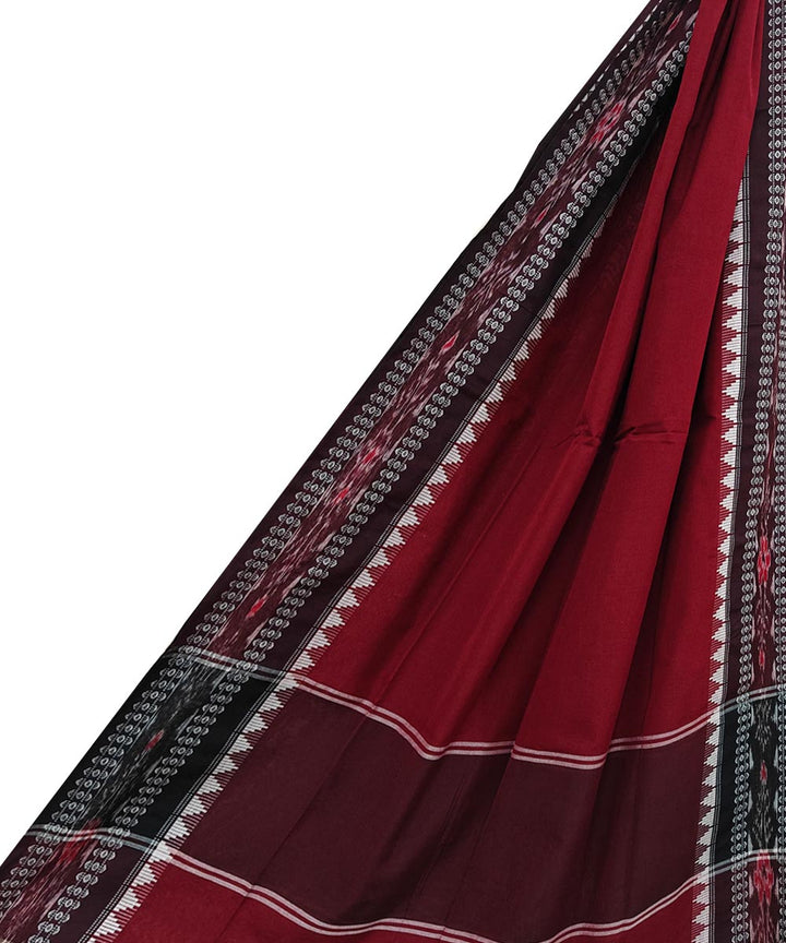 Maroon Black Handloom Cotton Nuapatna Dupatta