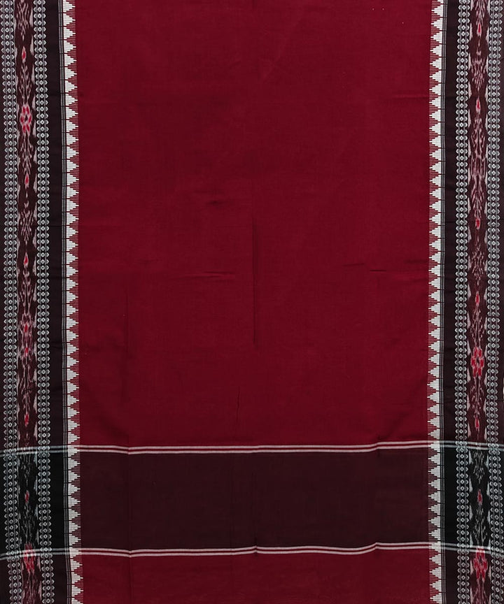 Maroon Black Handloom Cotton Nuapatna Dupatta