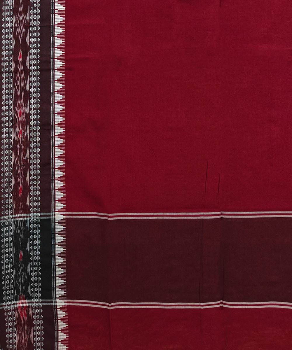 Maroon Black Handloom Cotton Nuapatna Dupatta