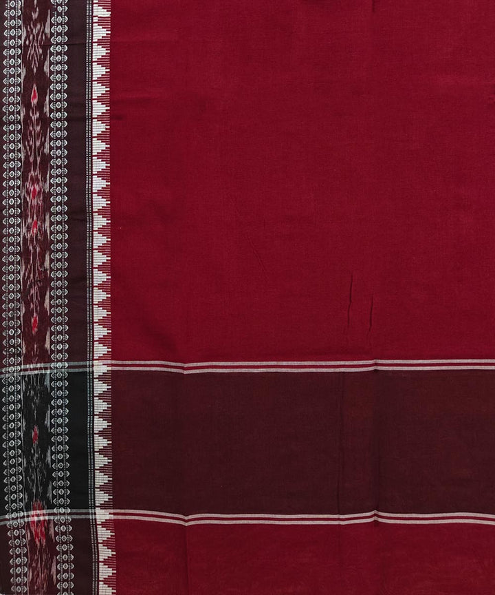 Maroon Black Handloom Cotton Nuapatna Dupatta