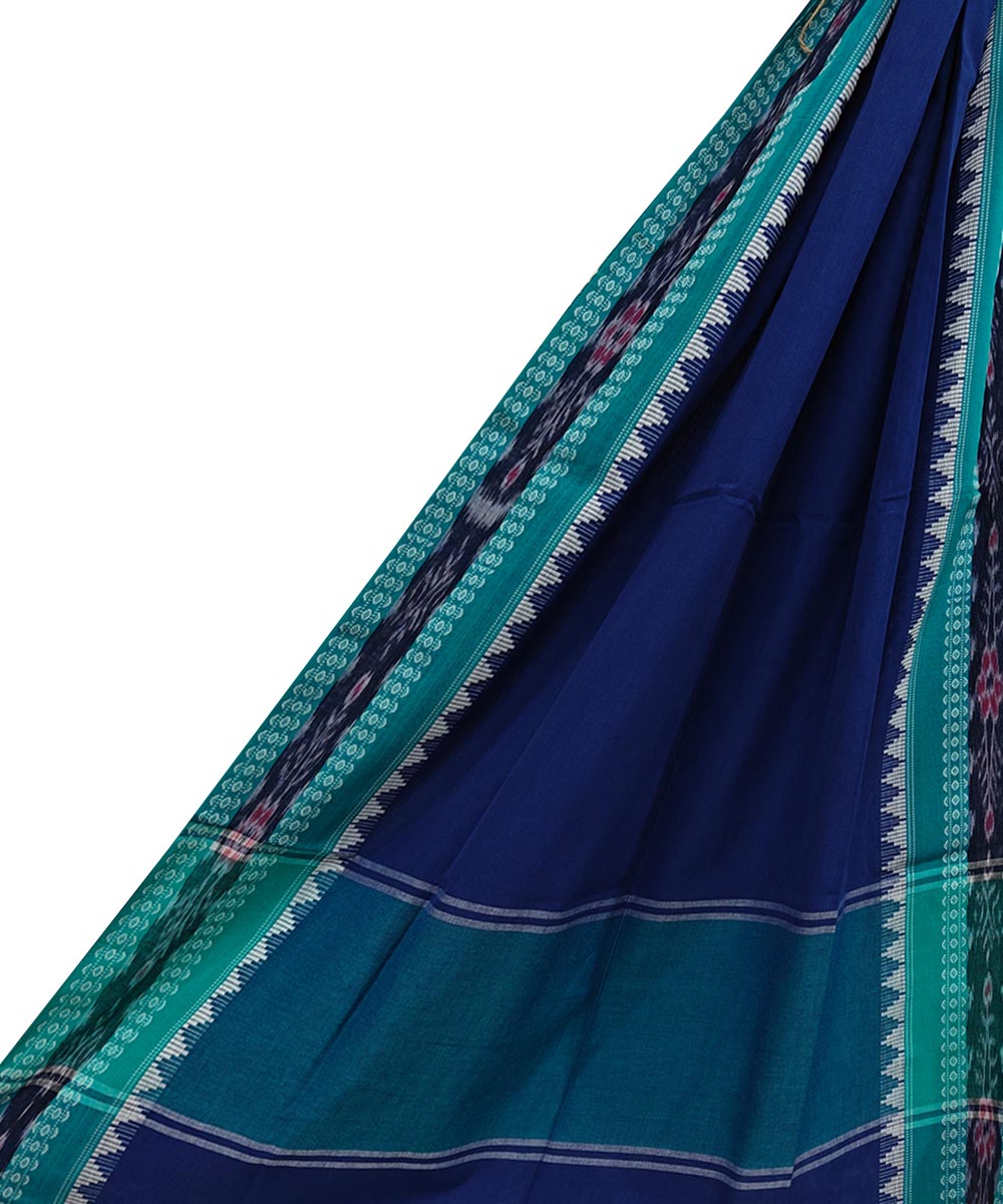 Navy Blue Sky Blue Handloom Cotton Nuapatna Dupatta