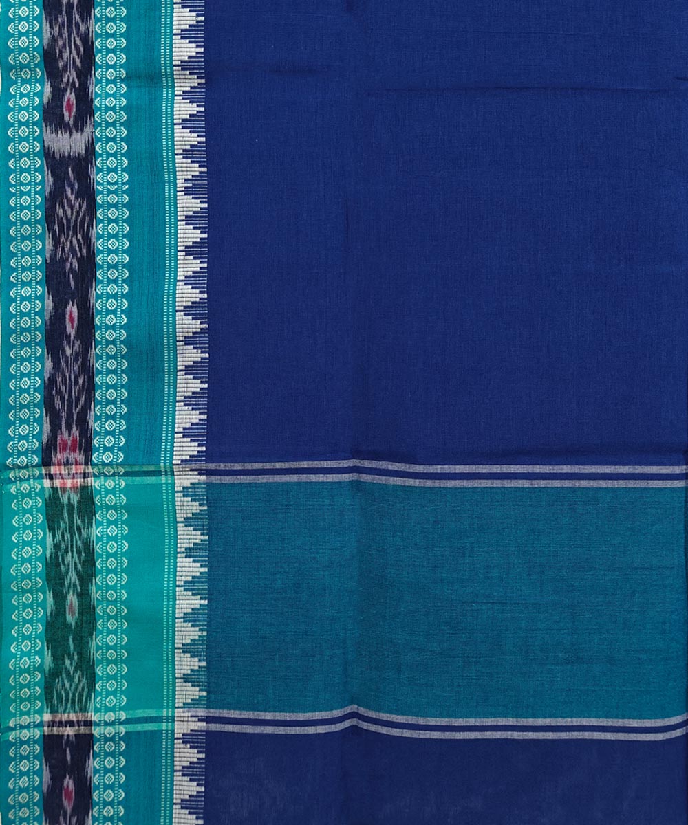 Navy Blue Sky Blue Handloom Cotton Nuapatna Dupatta
