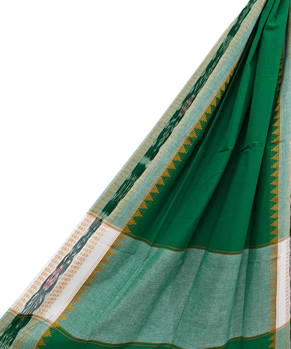 Cyan Green Grey Handloom Cotton Nuapatna Dupatta