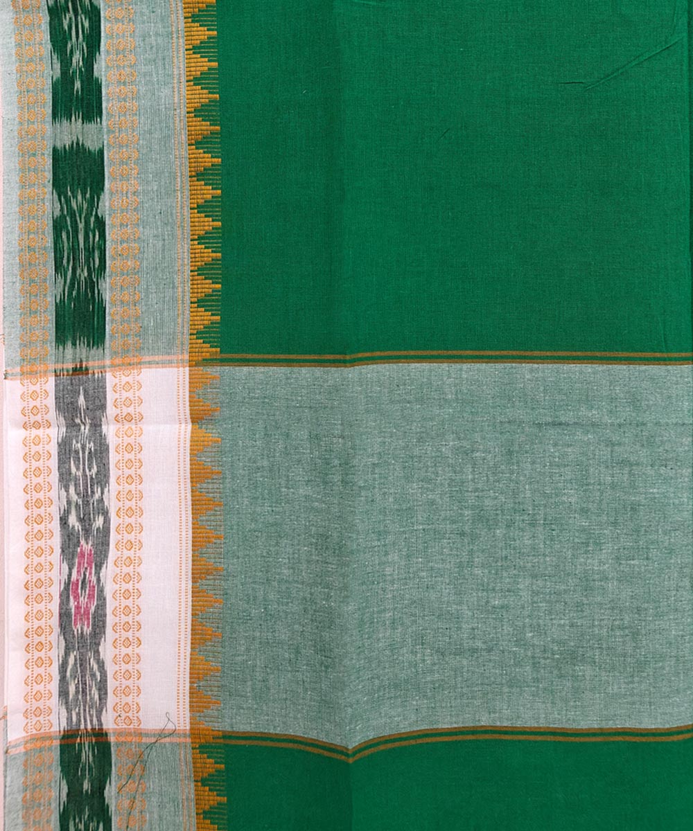 Cyan Green Grey Handloom Cotton Nuapatna Dupatta