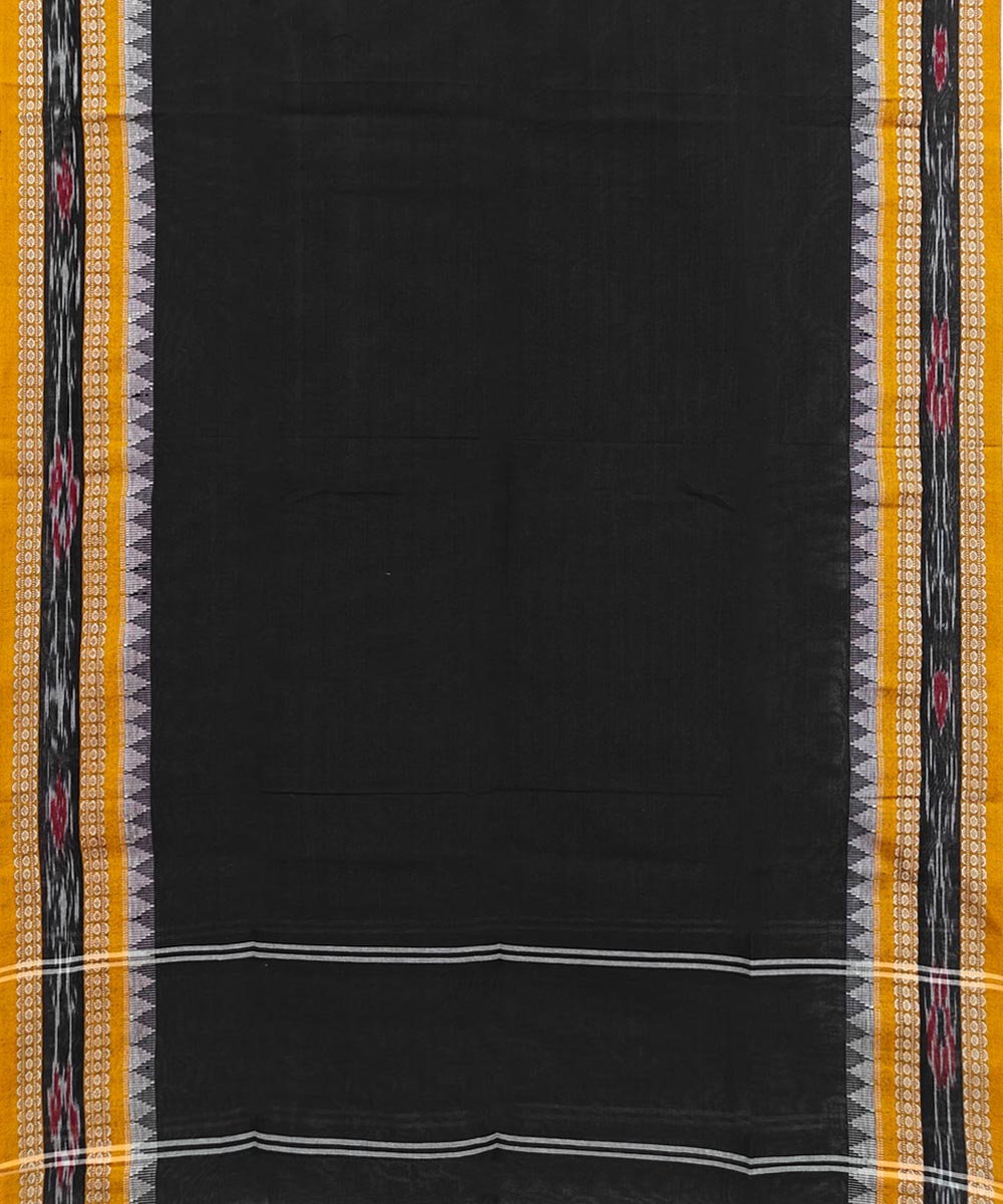 Black Yellow Handloom Cotton Nuapatna Dupatta