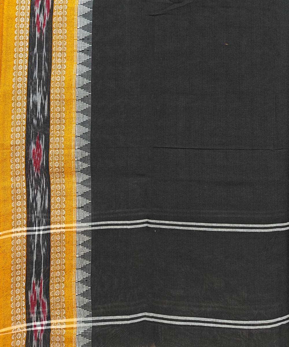 Black Yellow Handloom Cotton Nuapatna Dupatta