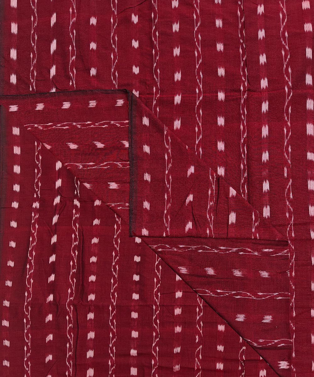 2.5m-maroon white handwoven cotton nuapatna kurta material