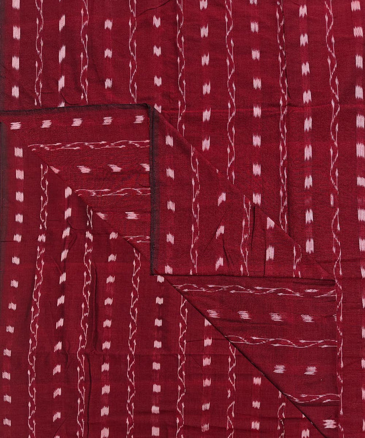 2.5m-maroon white handwoven cotton nuapatna kurta material