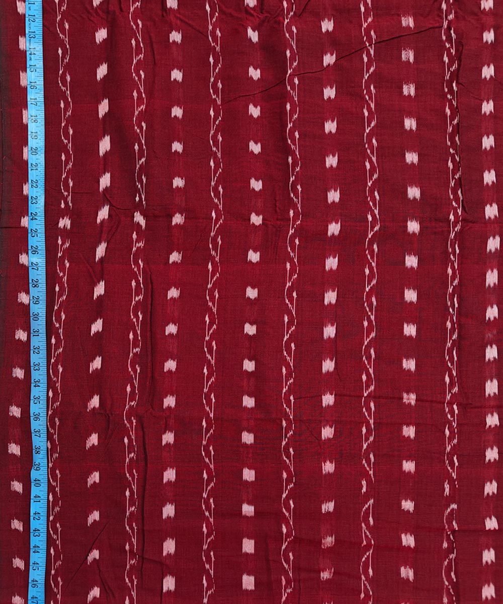 2.5m-maroon white handwoven cotton nuapatna kurta material