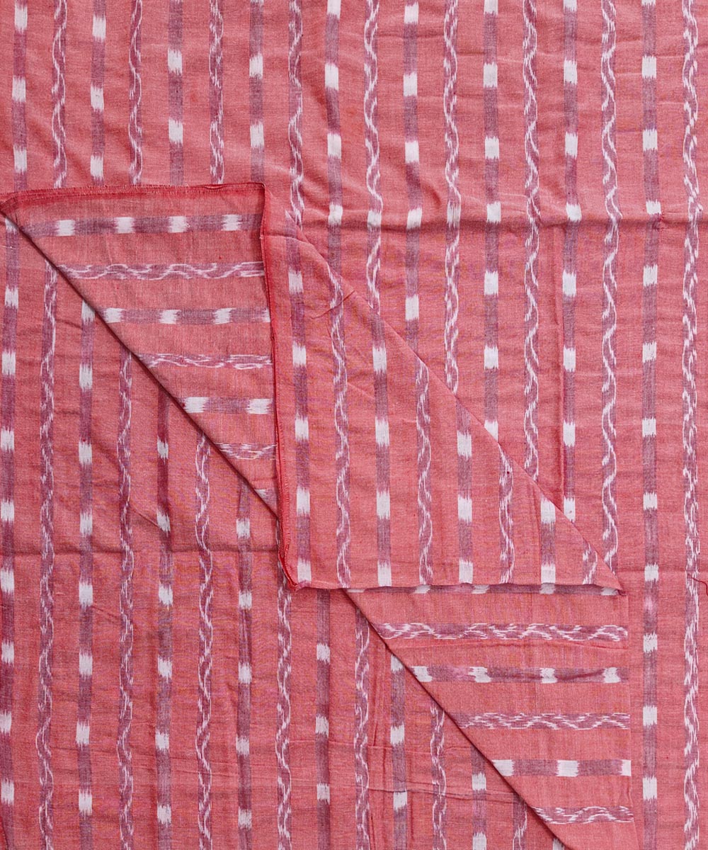 2.5m-pink white handwoven cotton nuapatna kurta material