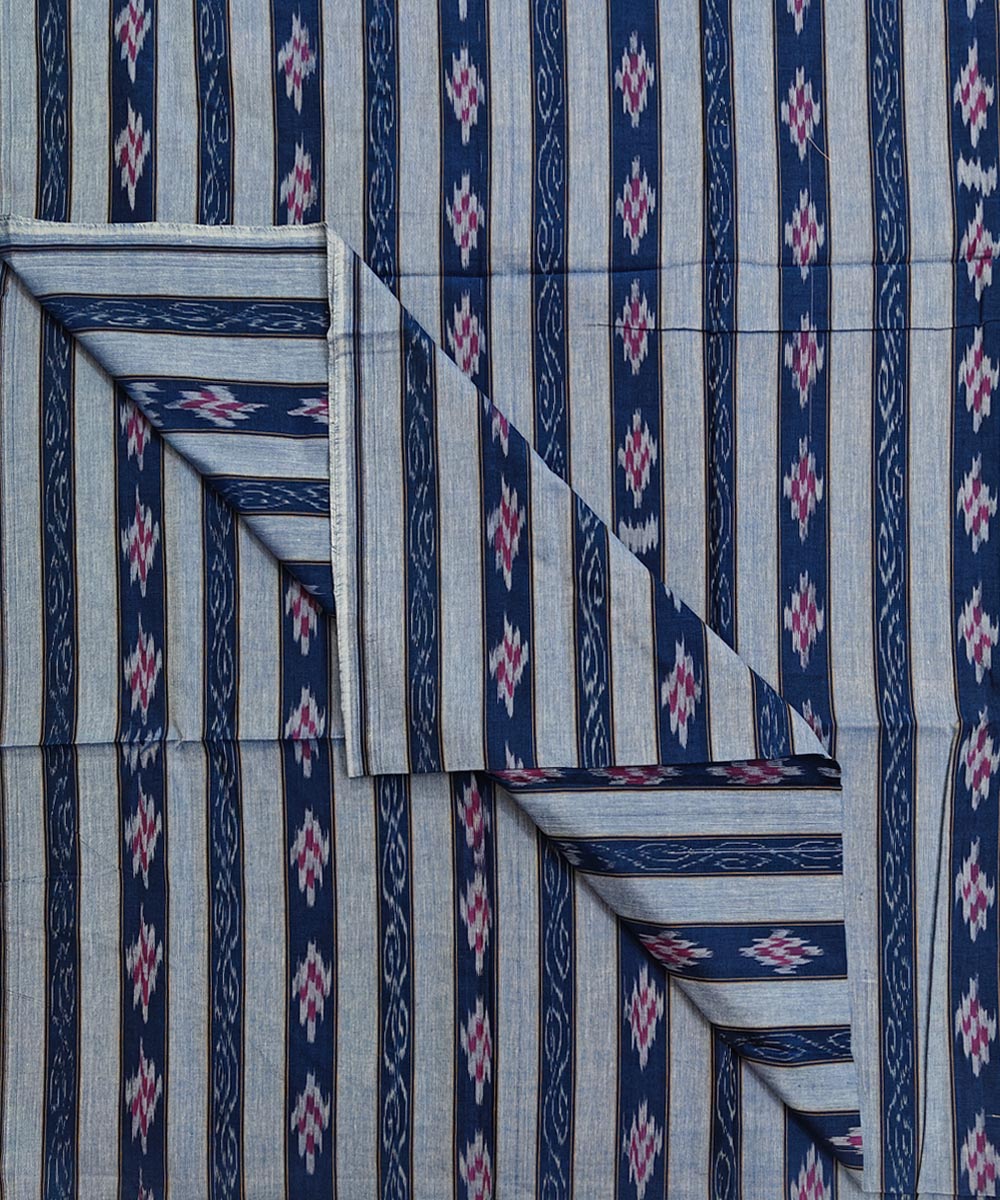 2.5m-navy blue sky handwoven cotton nuapatna kurta material