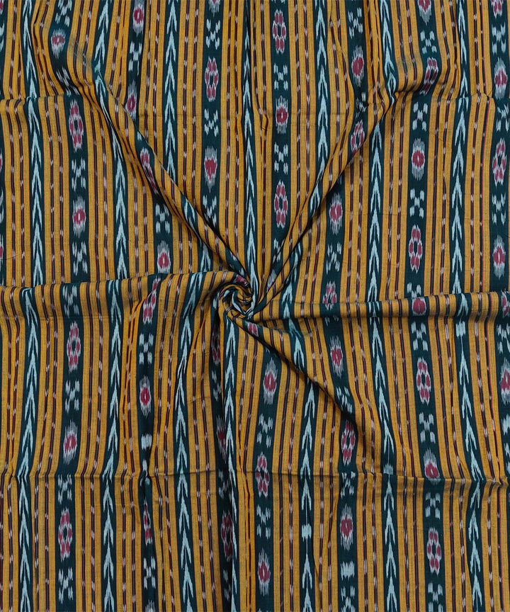 2.5m-dark green yellow handwoven cotton nuapatna kurta material