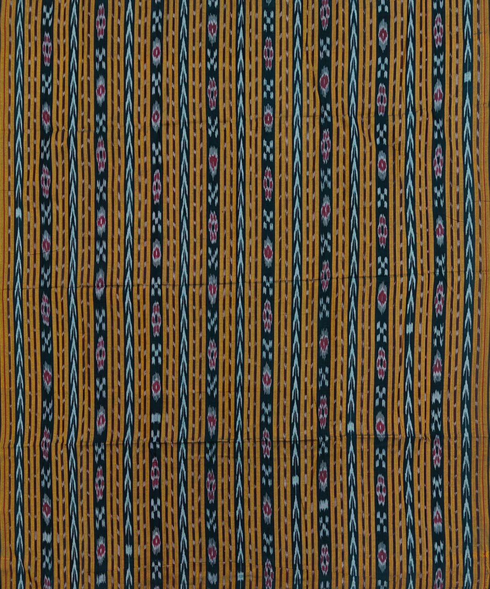 2.5m-dark green yellow handwoven cotton nuapatna kurta material