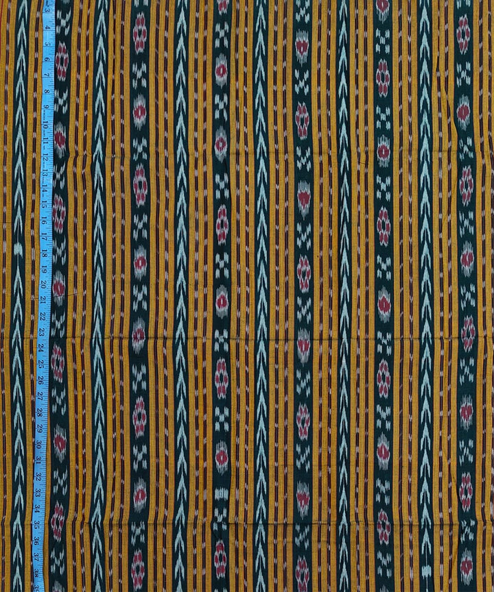 2.5m-dark green yellow handwoven cotton nuapatna kurta material