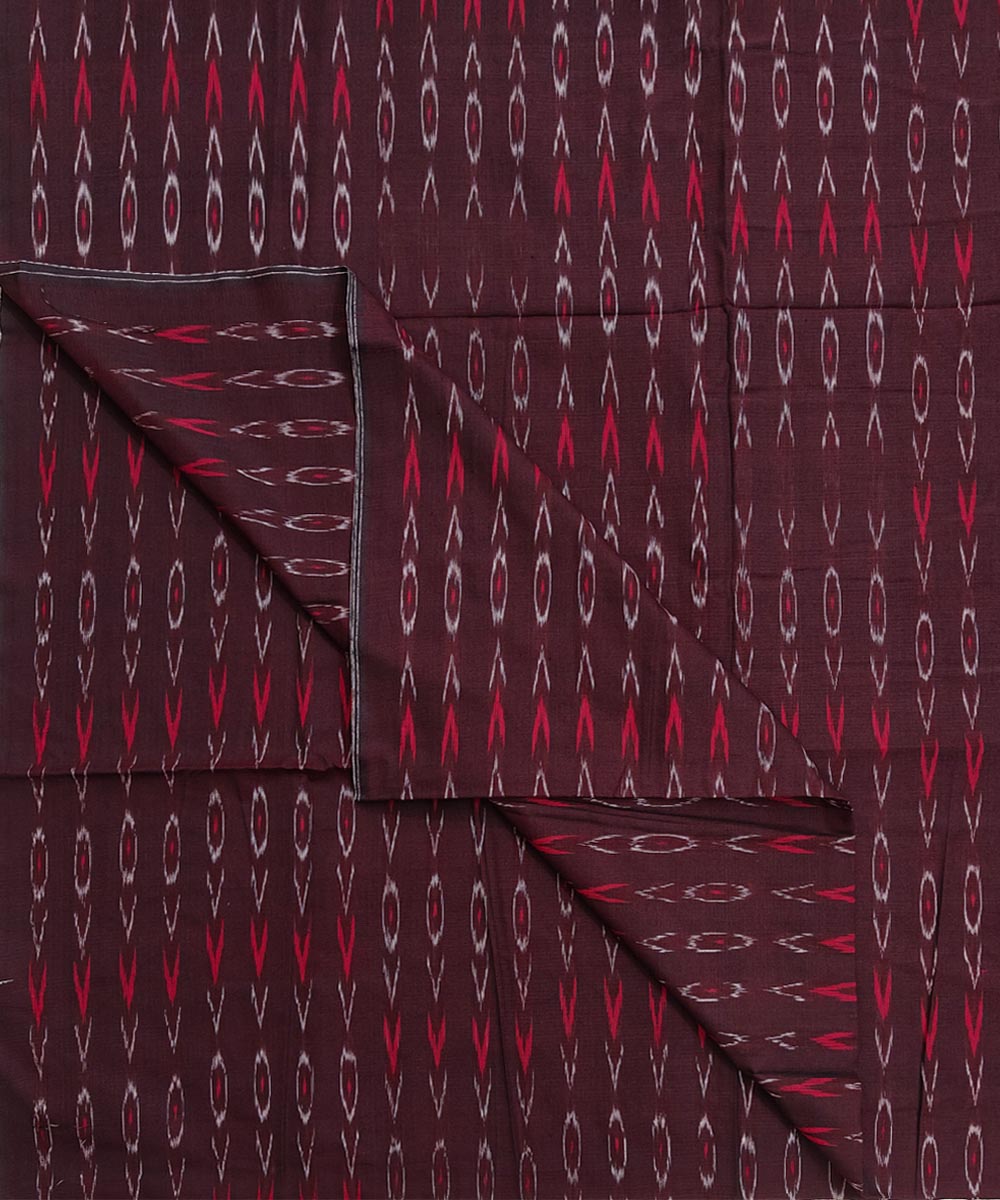 2.5m-maroon cotton handwoven nuapatna kurta material