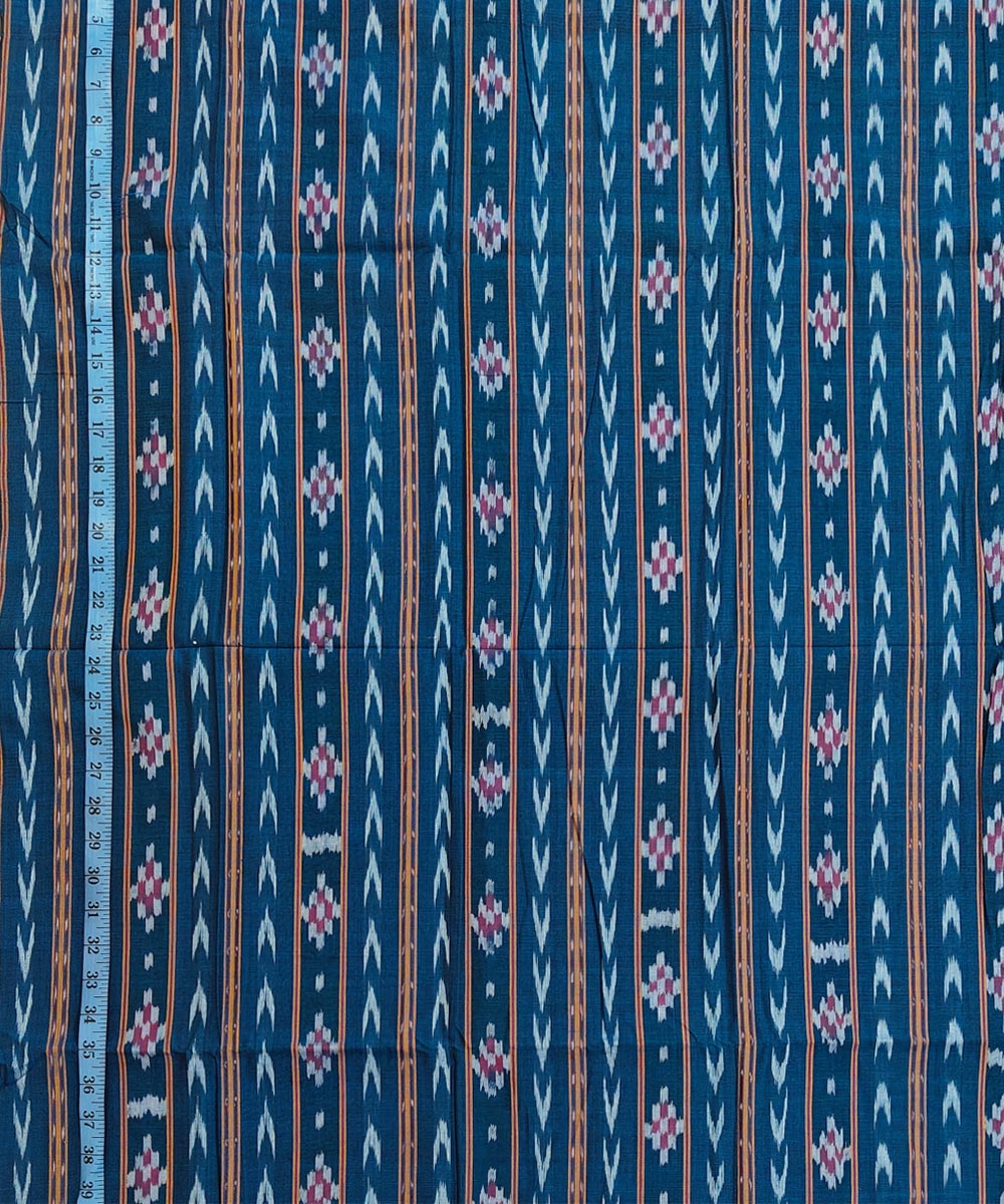 2.5m-cyan blue handwoven cotton nuapatna kurta material