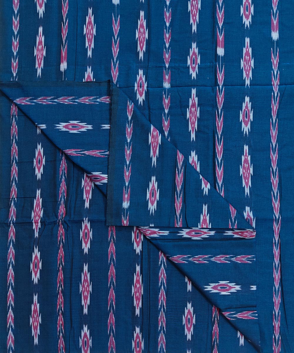 2.5m-navy blue handwoven cotton nuapatna kurta material