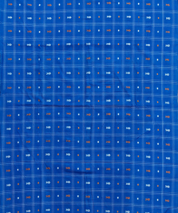 2.5m-navy blue checked handwoven cotton sambalpuri kurta material