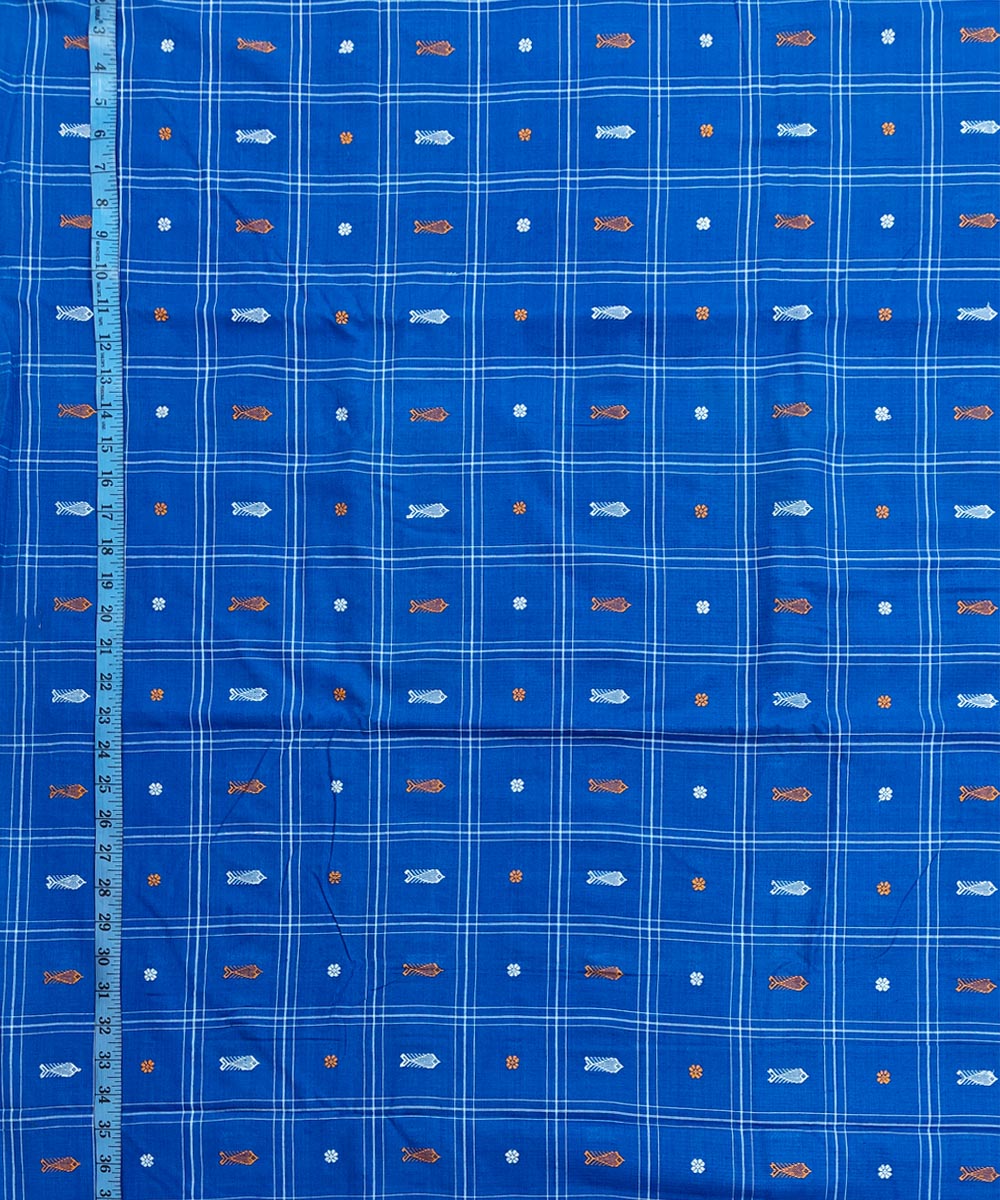 2.5m-navy blue checked handwoven cotton sambalpuri kurta material