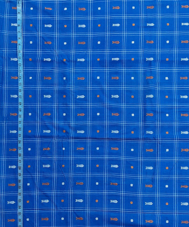 2.5m-navy blue checked handwoven cotton sambalpuri kurta material