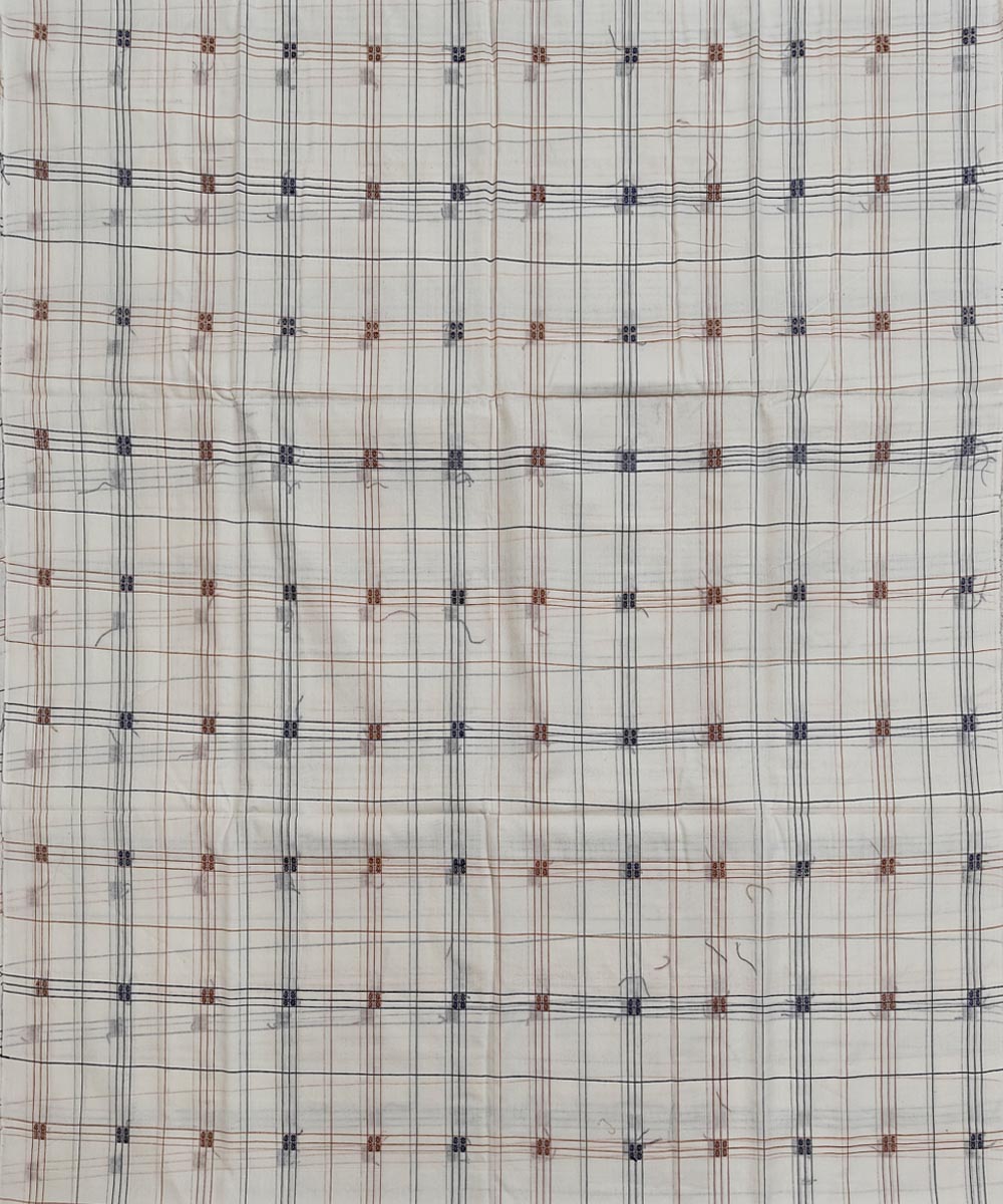 2.5m-white checked handwoven cotton sambalpuri kurta material