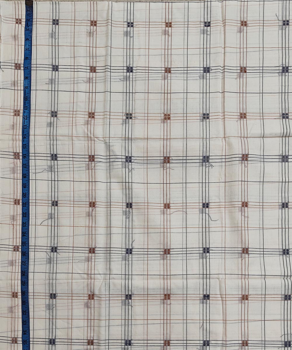 2.5m-white checked handwoven cotton sambalpuri kurta material