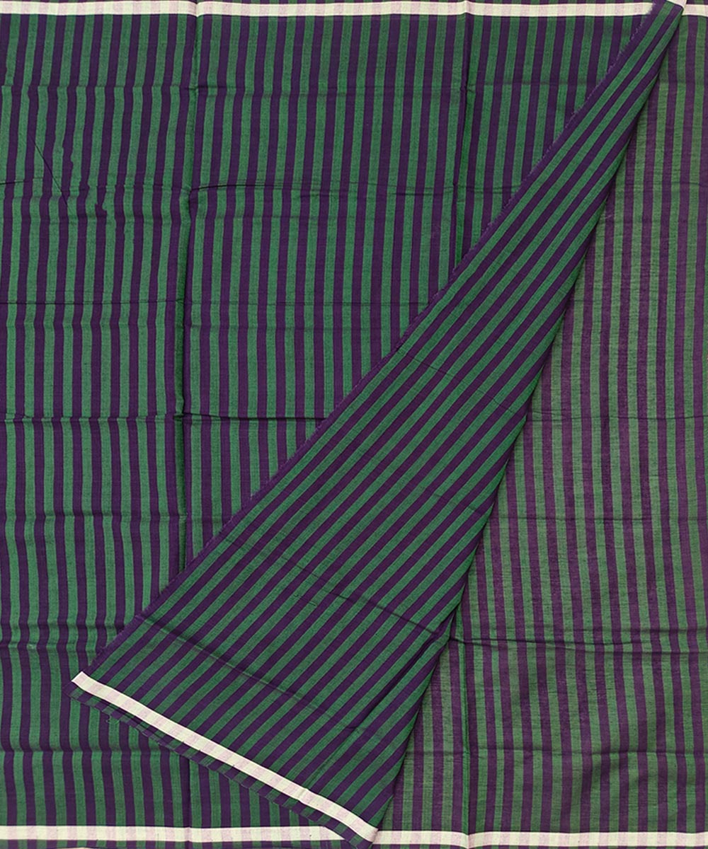 Dark green stripe handwoven cotton sambalpuri lungi