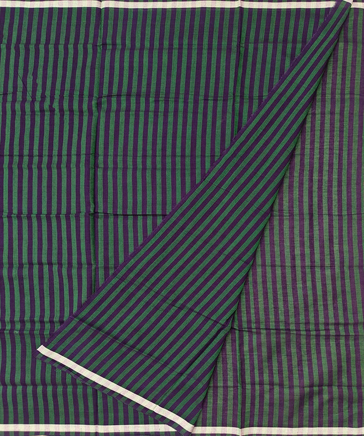 Dark green stripe handwoven cotton sambalpuri lungi