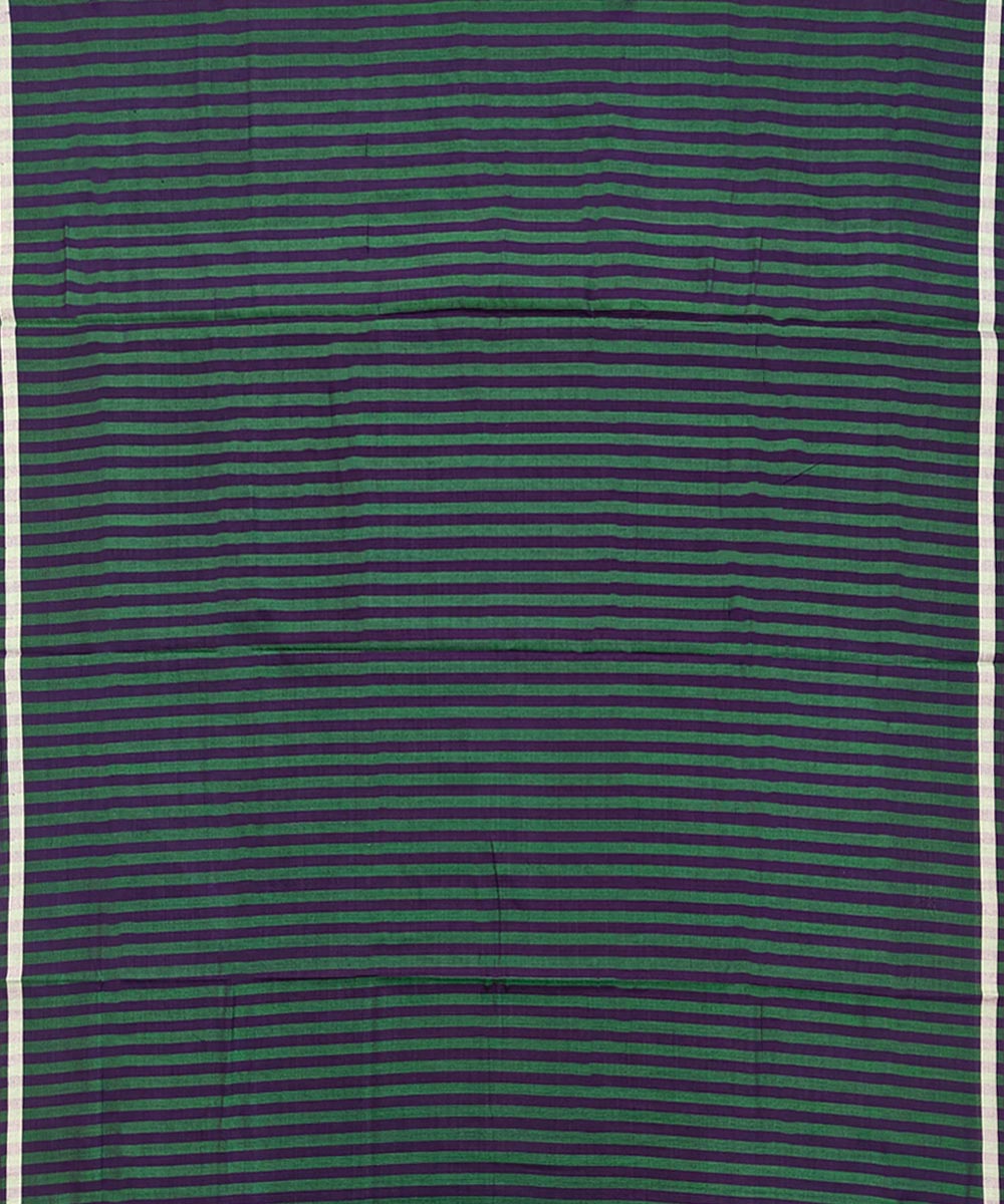 Dark green stripe handwoven cotton sambalpuri lungi