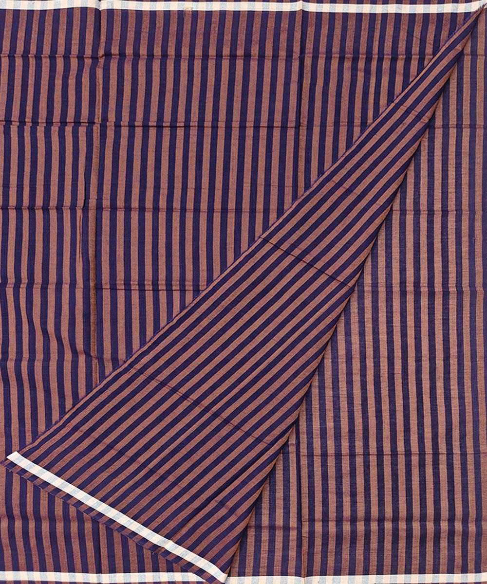 Brown purple stripe handwoven cotton sambalpuri lungi
