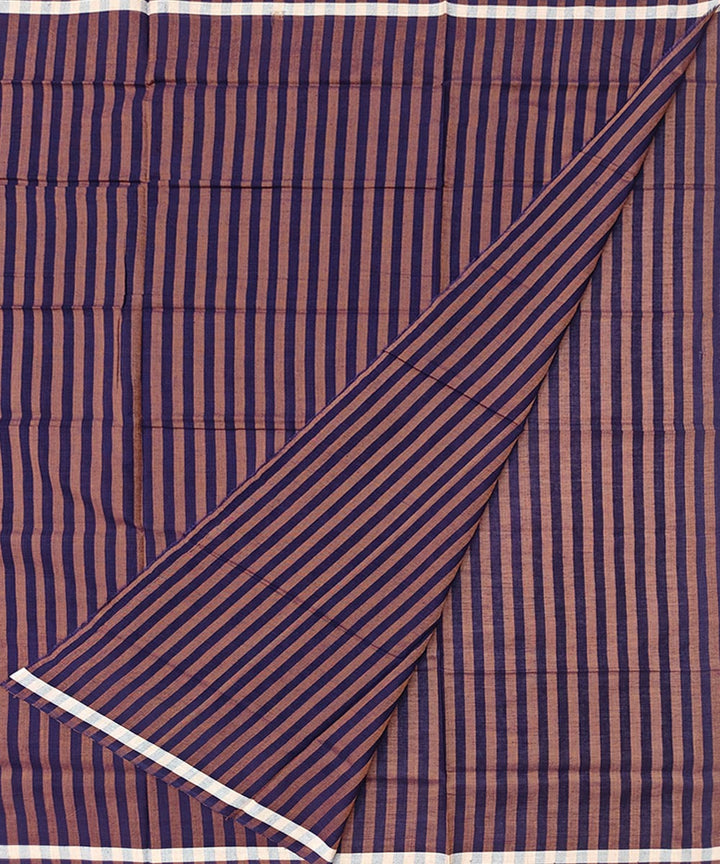 Brown purple stripe handwoven cotton sambalpuri lungi
