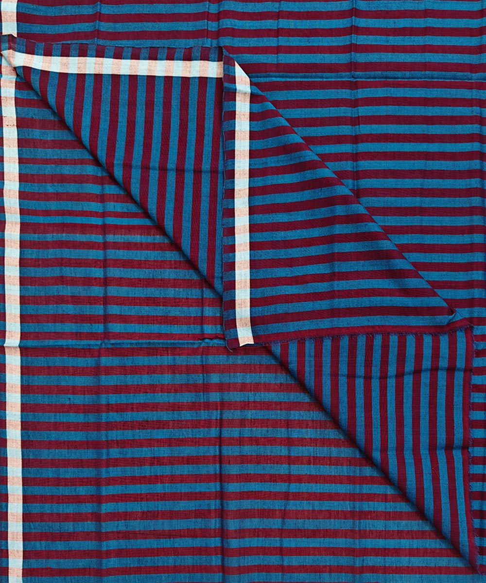 Maroon blue handwoven cotton sambalpuri lungi