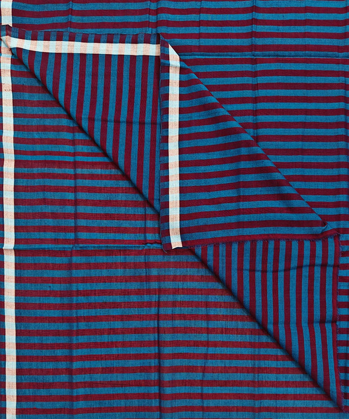 Maroon blue handwoven cotton sambalpuri lungi