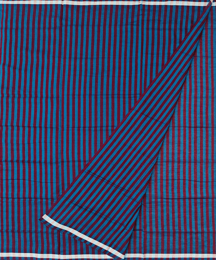 Maroon blue handwoven cotton sambalpuri lungi