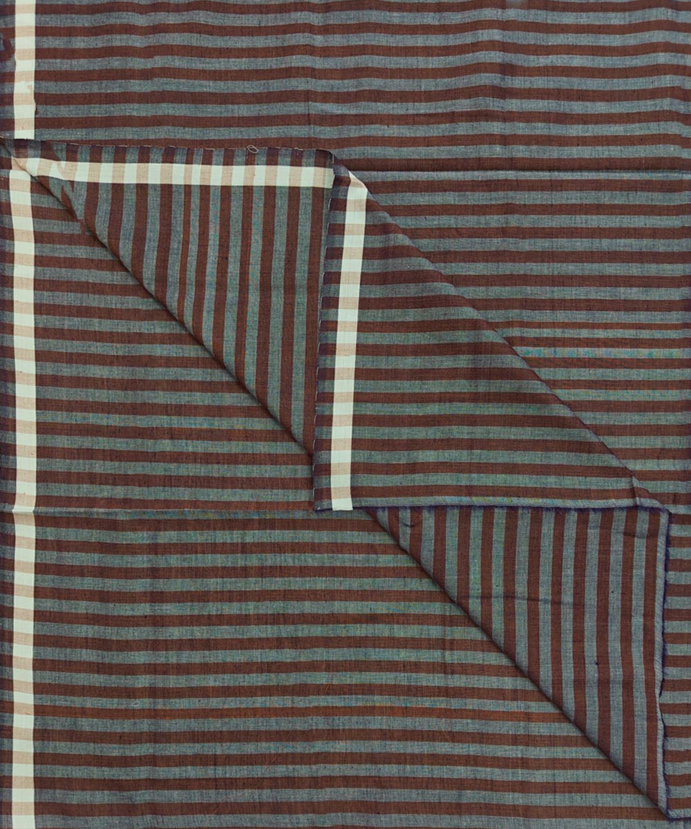 Brown stripe hand woven cotton sambalpuri lungi
