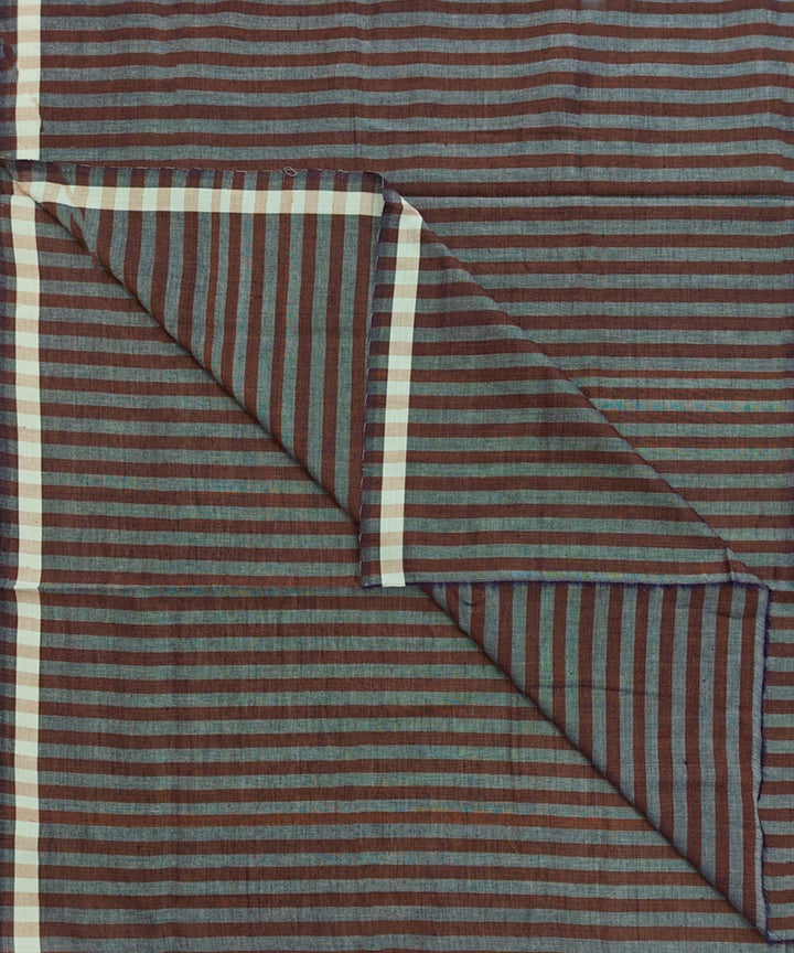 Brown stripe hand woven cotton sambalpuri lungi