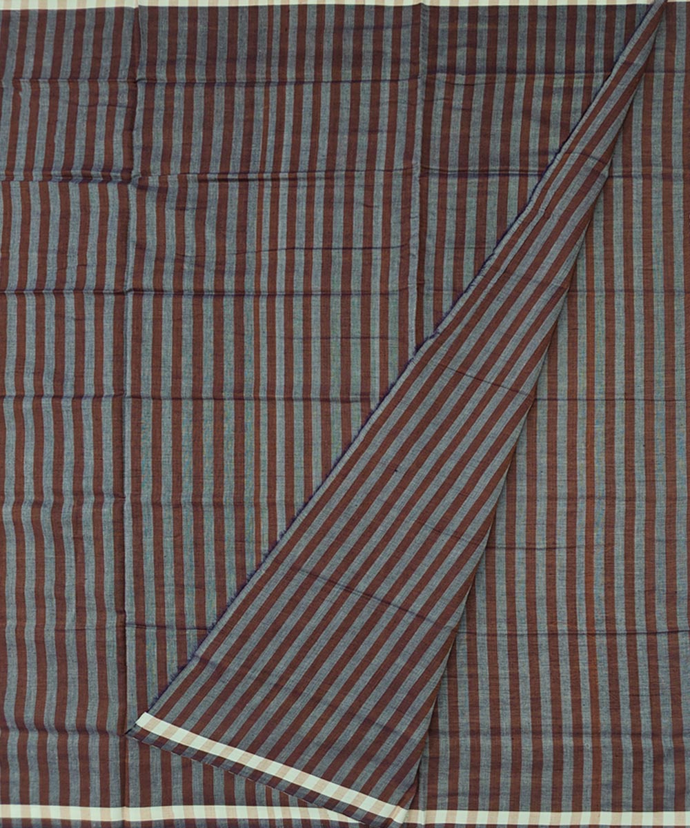 Brown stripe hand woven cotton sambalpuri lungi